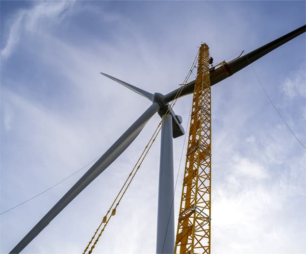 crane installing a wind turbine